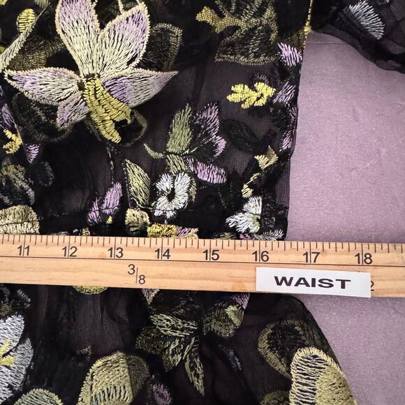 Lularoe Deanne II Sheer Mesh Flower Embroidered Maxi Dress Fairy Whimsigoth sz L - Picture 8 of 10